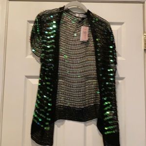Ladies sequin  netted cap sleeve shrug
